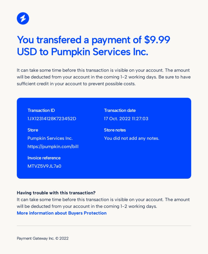 Payment Confirmation Email